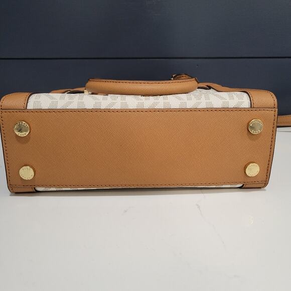 Michael Kors Dillon Monogram Small Satchel and Crossbody Bag Vanilla - Picture 10 of 15